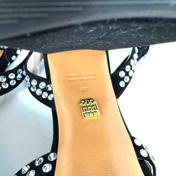 Hill House Home The Party Platform Black Suede Rhinestone Sandals 40 Studed Shoe - Picture 7 of 7